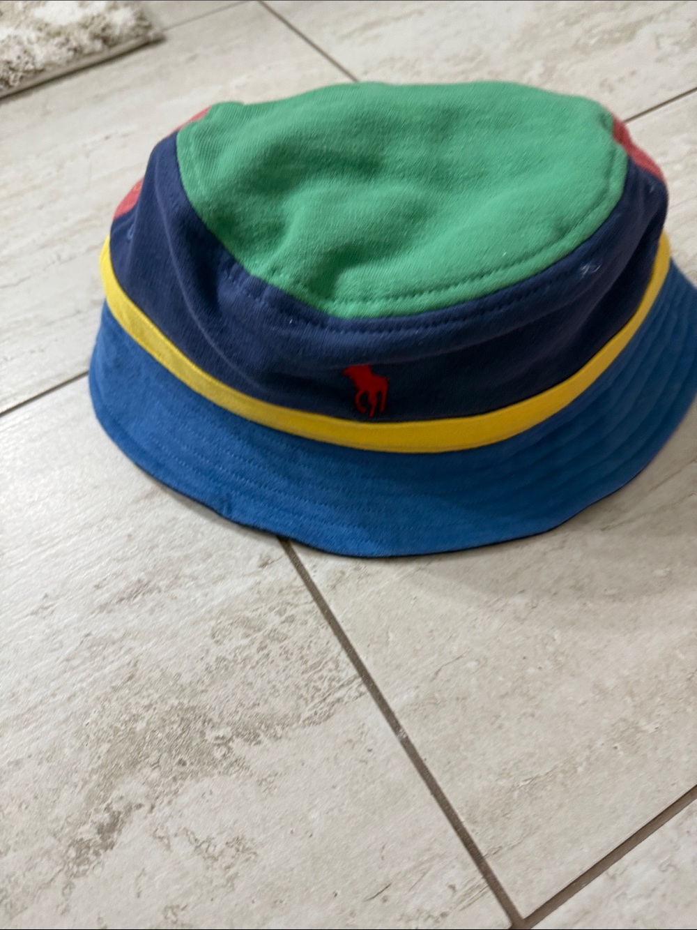 Ralph Lauren Green Navy Blue Yellow Colorblock Bucket Hat..NWT